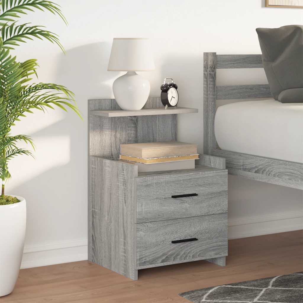 vidaXL Nachtkastje met 2 lades grijs sonoma eiken 40x36,5x62 cm