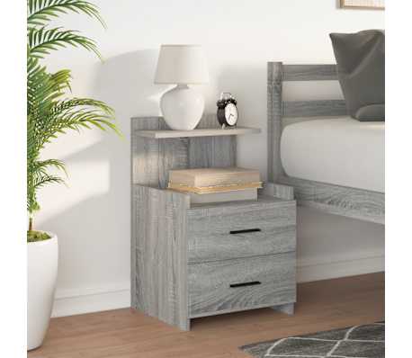 vidaXL Bedside Cabinet with 2 Drawers Grey Sonoma 40x36.5x62 cm