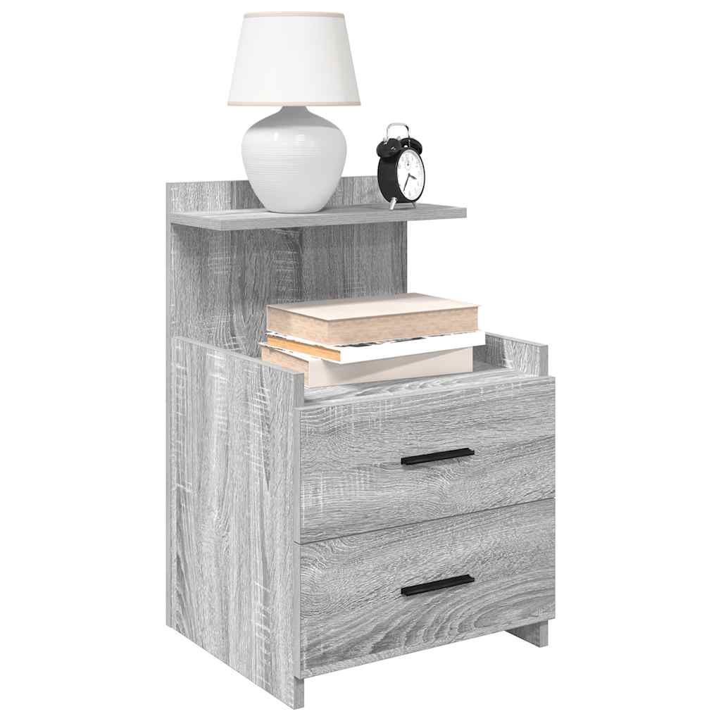 vidaXL Noptiere 2 buc. cu 2 sertare gri Sonoma 40x36,5x62 cm