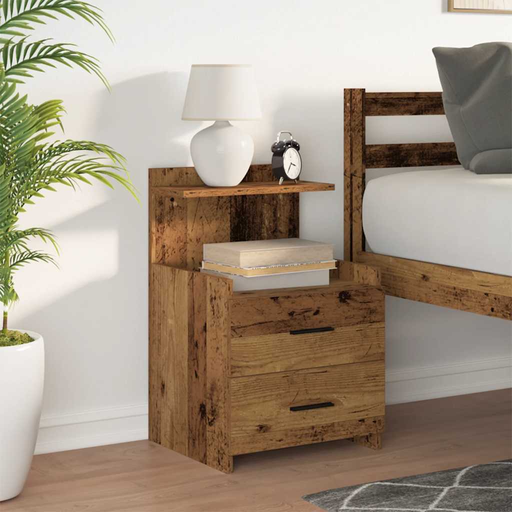 vidaXL Nachtkastje met 2 lades oud houtkleurig 40x36,5x62 cm