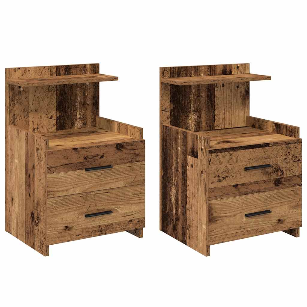 vidaXL Noční stolky 2 ks se 2 zásuvkami, staré dřevo 40x36,5x62 cm