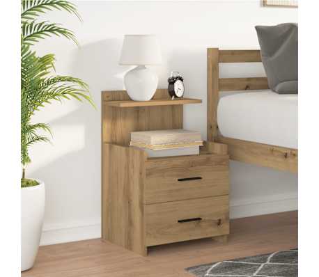 vidaXL Bedside Cabinet with 2 Drawers Artisan Oak 40x36.5x62 cm