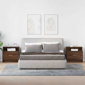 Noční stolky se zásuvkou 2 ks hnědý dub 51x31x47 cm - obrázek 3