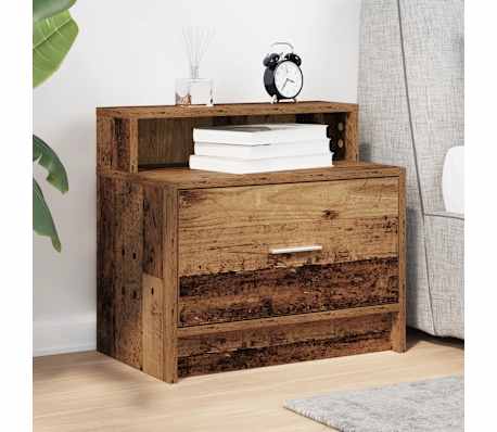 vidaXL Table de chevet avec tiroir vieux bois 51x31x47 cm