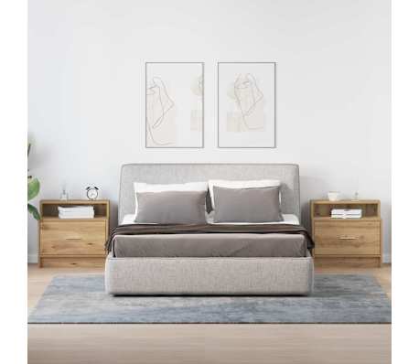 vidaXL Нощни шкафчета с чекмеджета, 2 бр, дъб артизан, 51x31x47 см