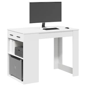 Psací stůl se zásuvkou a policí bílý 102x62x77,5 cm kompozit - obrázek 1