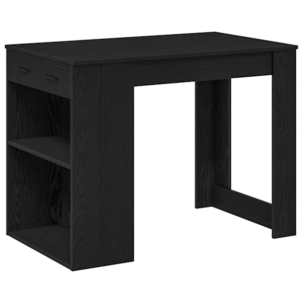 vidaXL kirjutuslaud sahtli ja riiuliga, must tamm, 102x62x77,5 cm