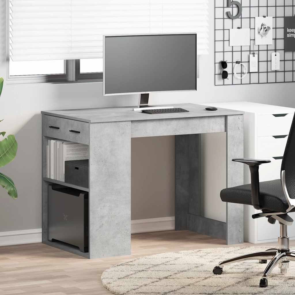 vidaXL íróasztal fiókkal és polccal betonszürke 102x62x77,5 cm műfa