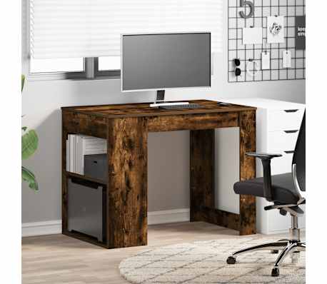 vidaXL Desk with Drawer and Shelf Smoked Oak 102x62x77.5 cm Engineered Wood