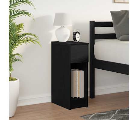 vidaXL Κομοδίνο με συρτάρι Μαύρη βελανιδιά 20x36x60 cm