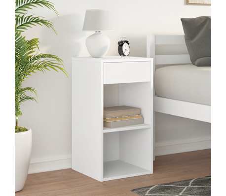 vidaXL Bedside Cabinet with Drawer White 35x34x66.5 cm