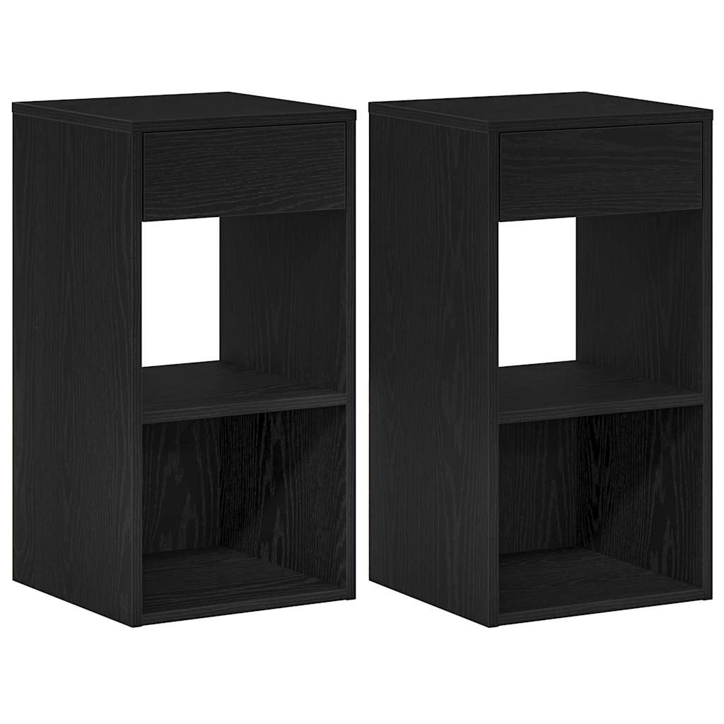 vidaXL NoÄŤnĂ­ stolky se zĂˇsuvkou 2 ks ÄŤernĂ˝ dub 35x34x66,5 cm