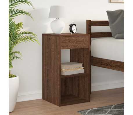 vidaXL Nachttisch mit Schublade Braun Eichen-Optik 35x34x66,5 cm
