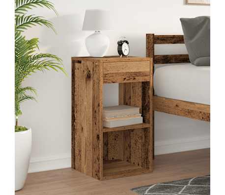vidaXL Mesa de cabeceira com gaveta 35x34x66,5 cm madeira velha