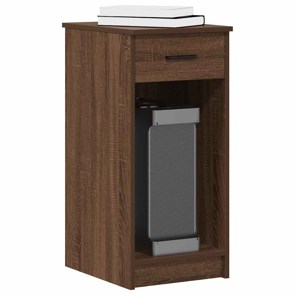 Support de tour d'ordinateur en chêne marron avec tiroir de rangement pratique et design moderne