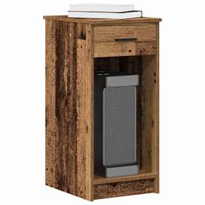 Računalniški stolp s predalom starinski les 35x45x77 cm