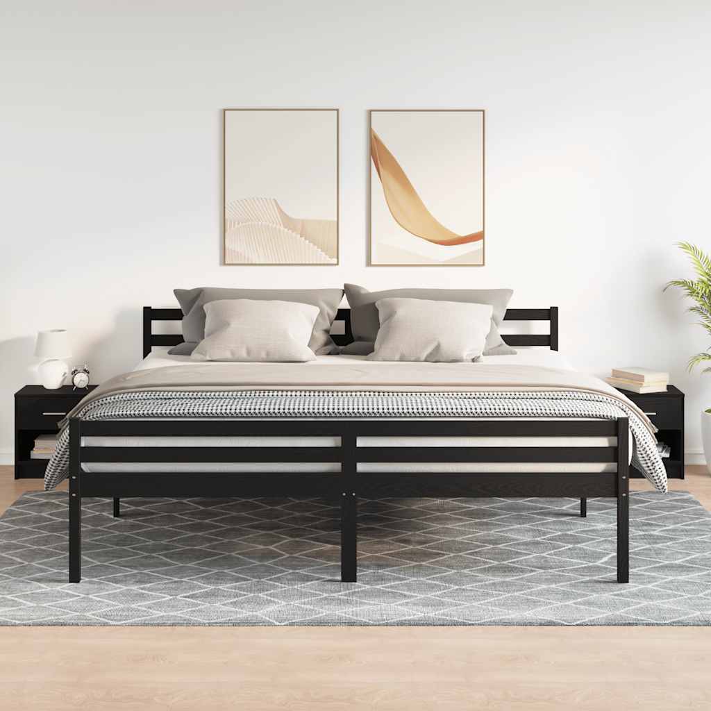 vidaXL Noptiere 2 buc cu sertar negru 39x28x41 cm