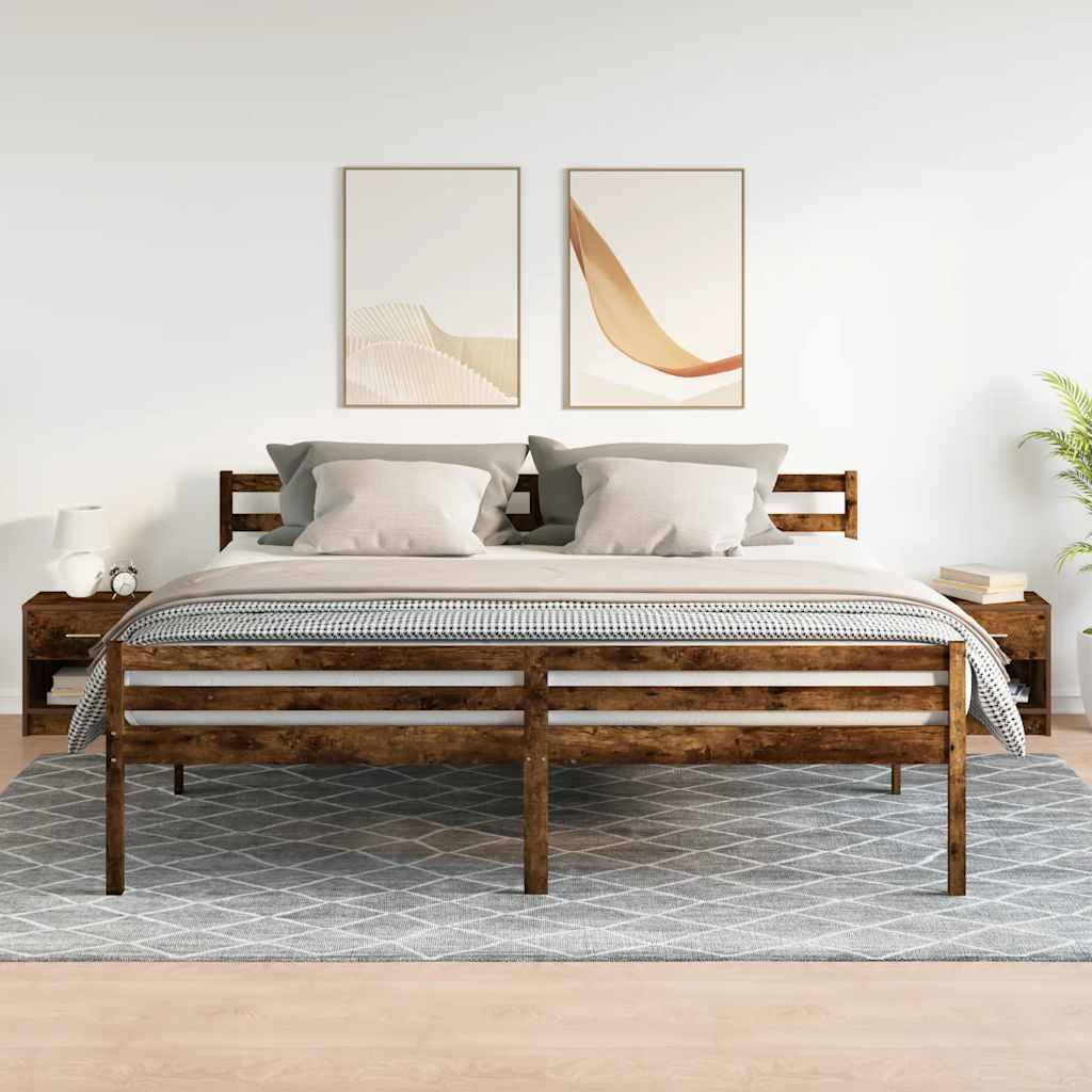 vidaXL Nachttische 2 Stk. mit Schublade Räuchereiche 39x28x41 cm