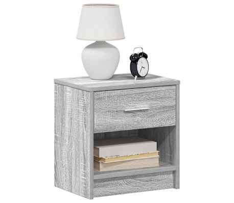 vidaXL Bedside Cabinet with Drawer Grey Sonoma 39x28x41 cm