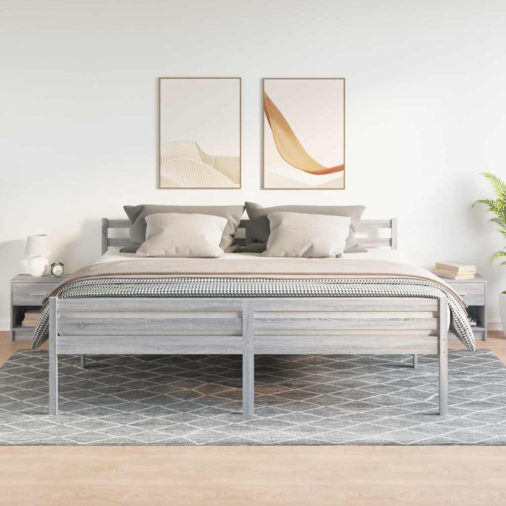 vidaXL Nachttische 2 Stk. mit Schublade Grau Sonoma 39x28x41 cm