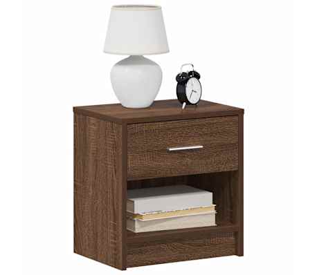 vidaXL Bedside Cabinet with Drawer Brown Oak 39x28x41 cm