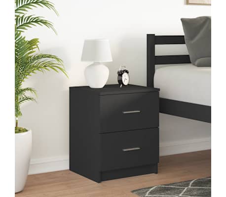 vidaXL Bedside Cabinet with 2 Drawers Black 40x36x50 cm