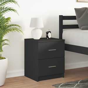 vidaXL Bedside Cabinet with 2 Drawers Black 40x36x50 cm