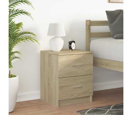 vidaXL S&auml;ngbord med 2 l&aring;dor sonoma-ek 40x36x50 cm