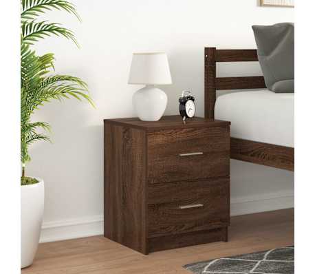 vidaXL Bedside Cabinet with 2 Drawers Brown Oak 40x36x50 cm