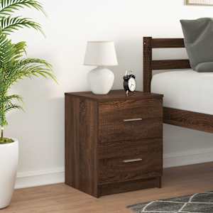 vidaXL Bedside Cabinet with 2 Drawers Brown Oak 40x36x50 cm