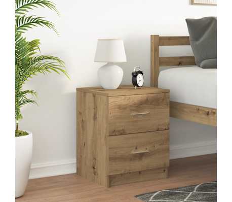 vidaXL Nachttisch mit 2 Schubladen Artisan-Eiche 40x36x50 cm