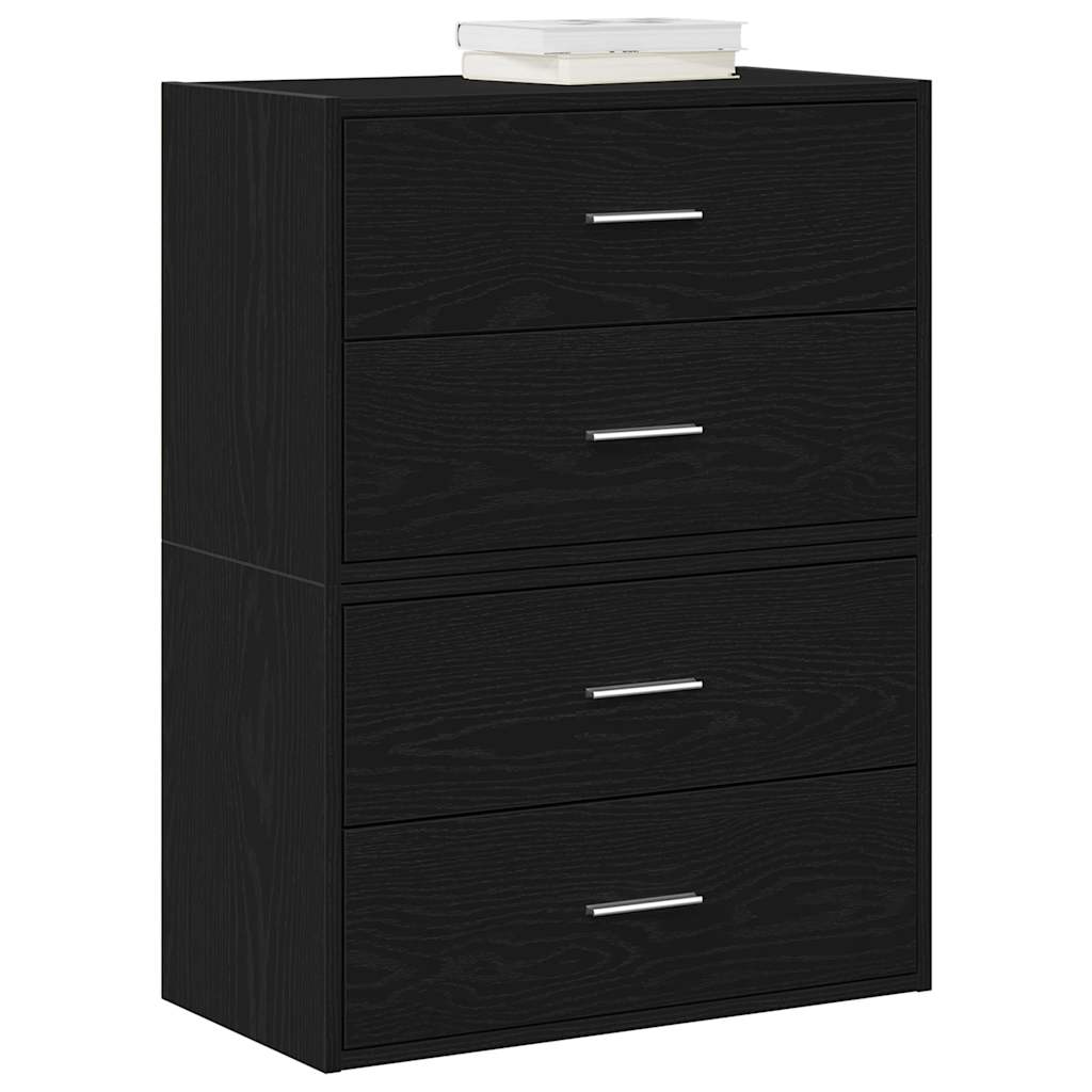 vidaXL skabe med 4 skuffer 2 stk. 60x31x40 cm konstrueret træ sort-eg