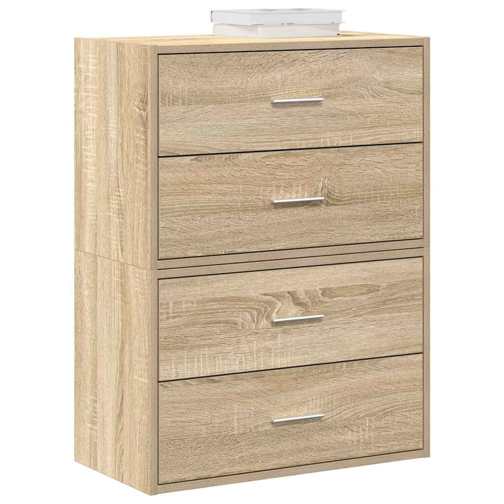 vidaXL skabe med 4 skuffer 2 stk. 60x31x40cm konstrueret træ sonoma-eg