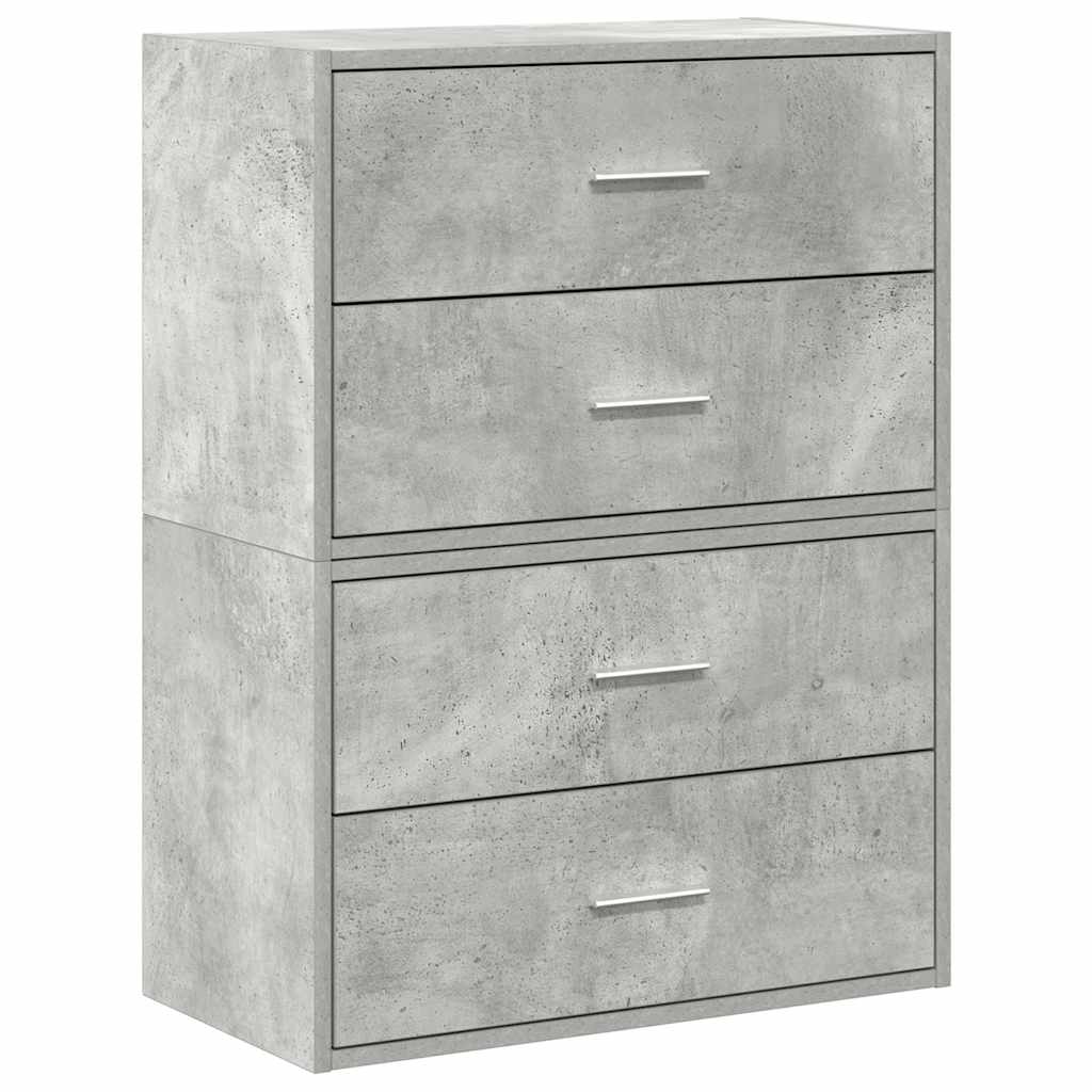 vidaXL vida Skříňky s 4 zásuvkami 2 ks betonově šedá 60x31x40 cm kompozit