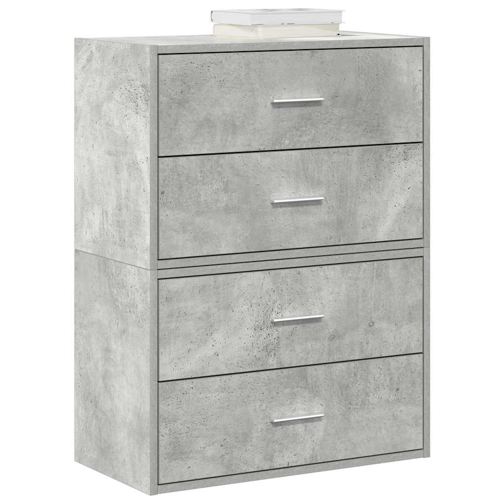 vidaXL skabe med 4 skuffer 2 stk. 60x31x40 cm konstrueret træ betongrå