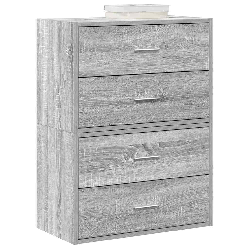 vidaXL skabe med 4 skuffer 2 stk. 60x31x40 cm grå sonoma-eg