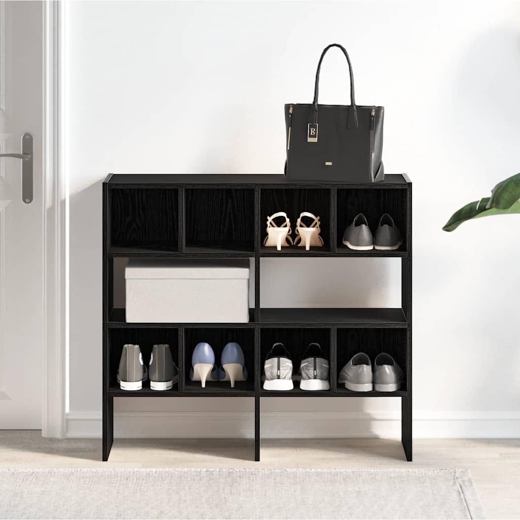 vidaXL Schoenenrekken 2 st stapelbaar 89,5x30x40 cm zwart eikenkleurig afbeelding