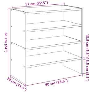 Stojany na boty 2 ks stohovatelné černý dub 60x30x30,5 cm - obrázek 9