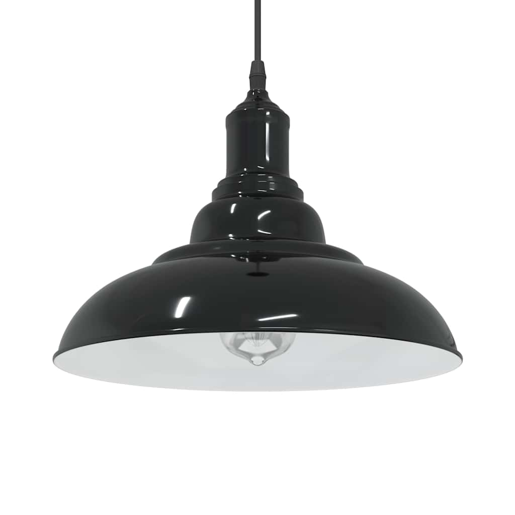 vidaXL Pendelleuchte Höhenverstellbar E27 Schwarz Glänzend Ø 31 cm