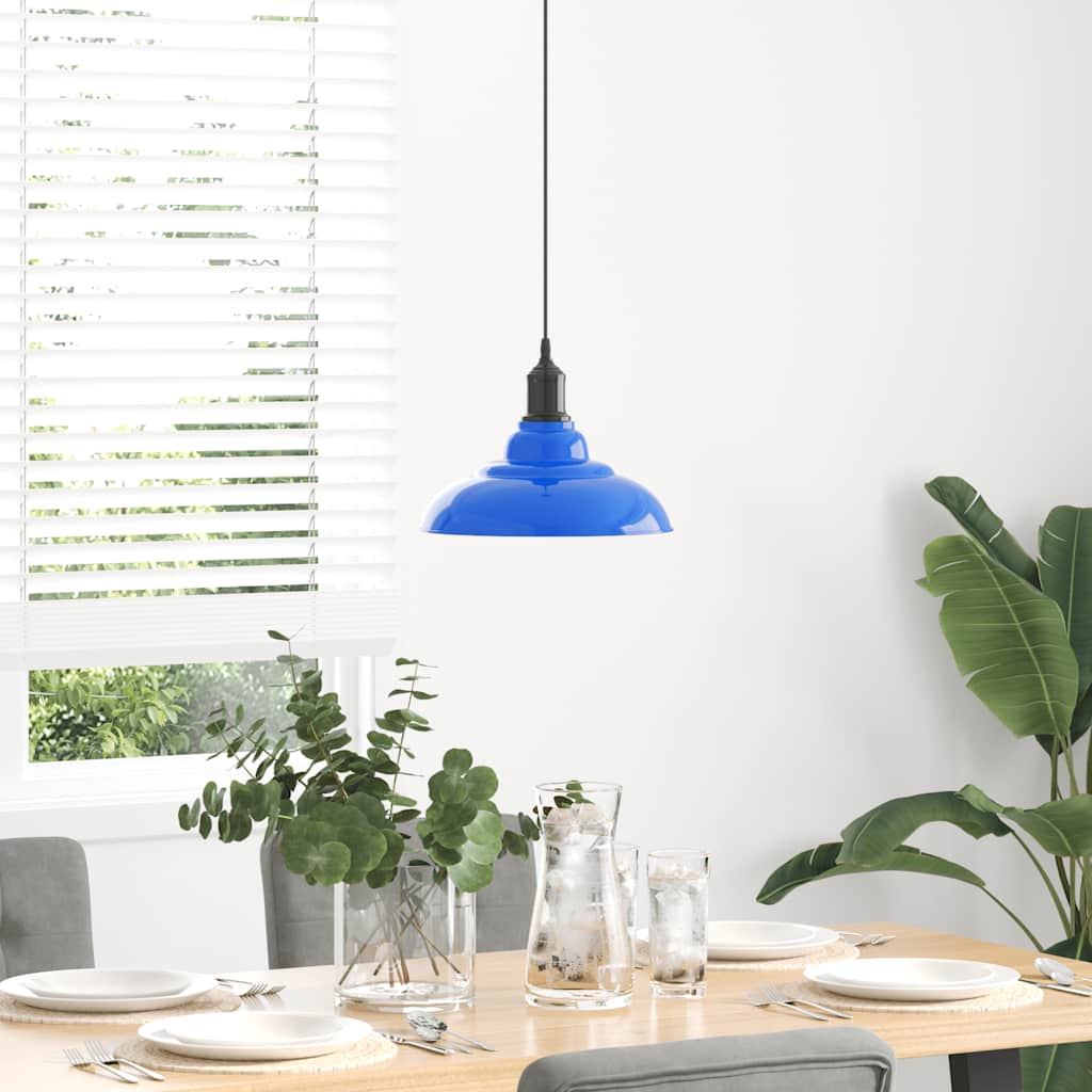 vidaXL Hanglamp in hoogte verstelbaar E27 Ø31 cm metaal donkerblauw afbeelding