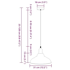 Závěsné svítidlo nastavitelnou výškou E27 Ø31 cm metal - obrázek 11