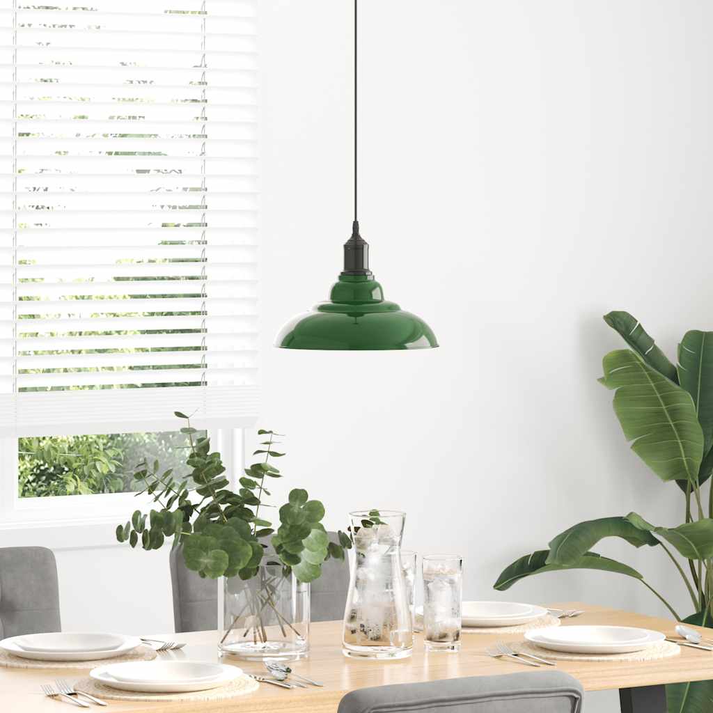 vidaXL Hanglamp in hoogte verstelbaar E27 Ø31 cm metaal glanzend groen afbeelding