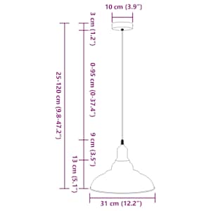 Závěsné svítidlo nastavitelnou výškou šedá lesklá E27 Ø 31 cm - obrázek 11