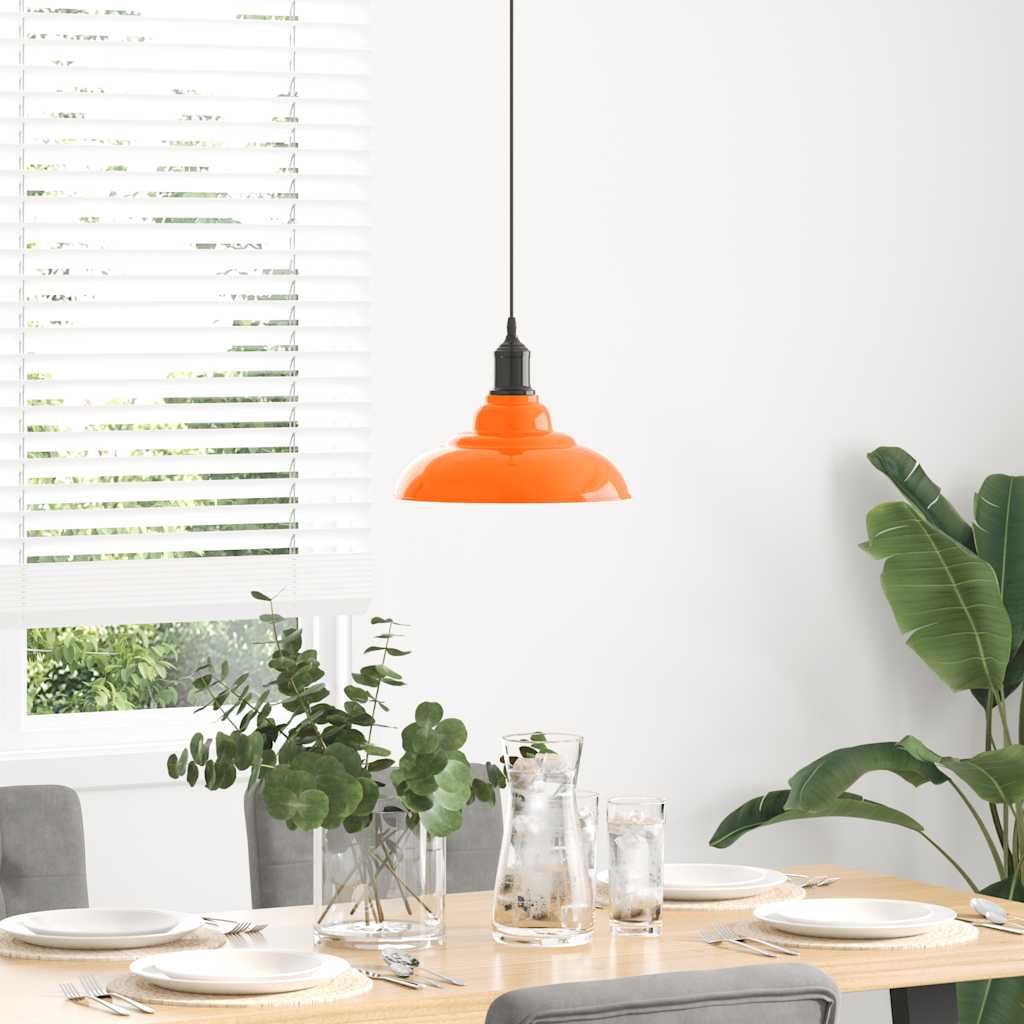 vidaXL Hanglamp in hoogte verstelbaar E27 Ø31cm metaal glanzend oranje afbeelding