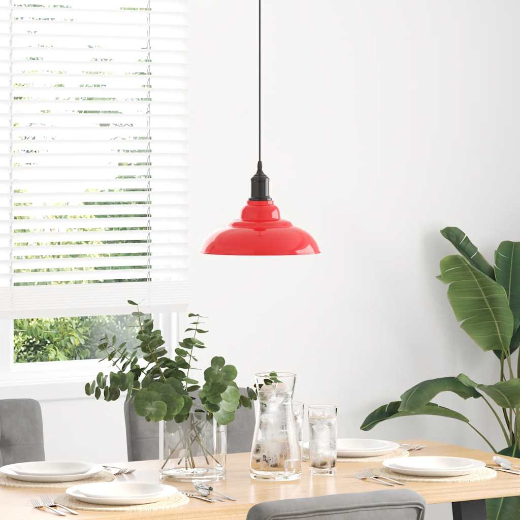 vidaXL Hanglamp in hoogte verstelbaar E27 Ø31 cm metaal glanzend rood afbeelding