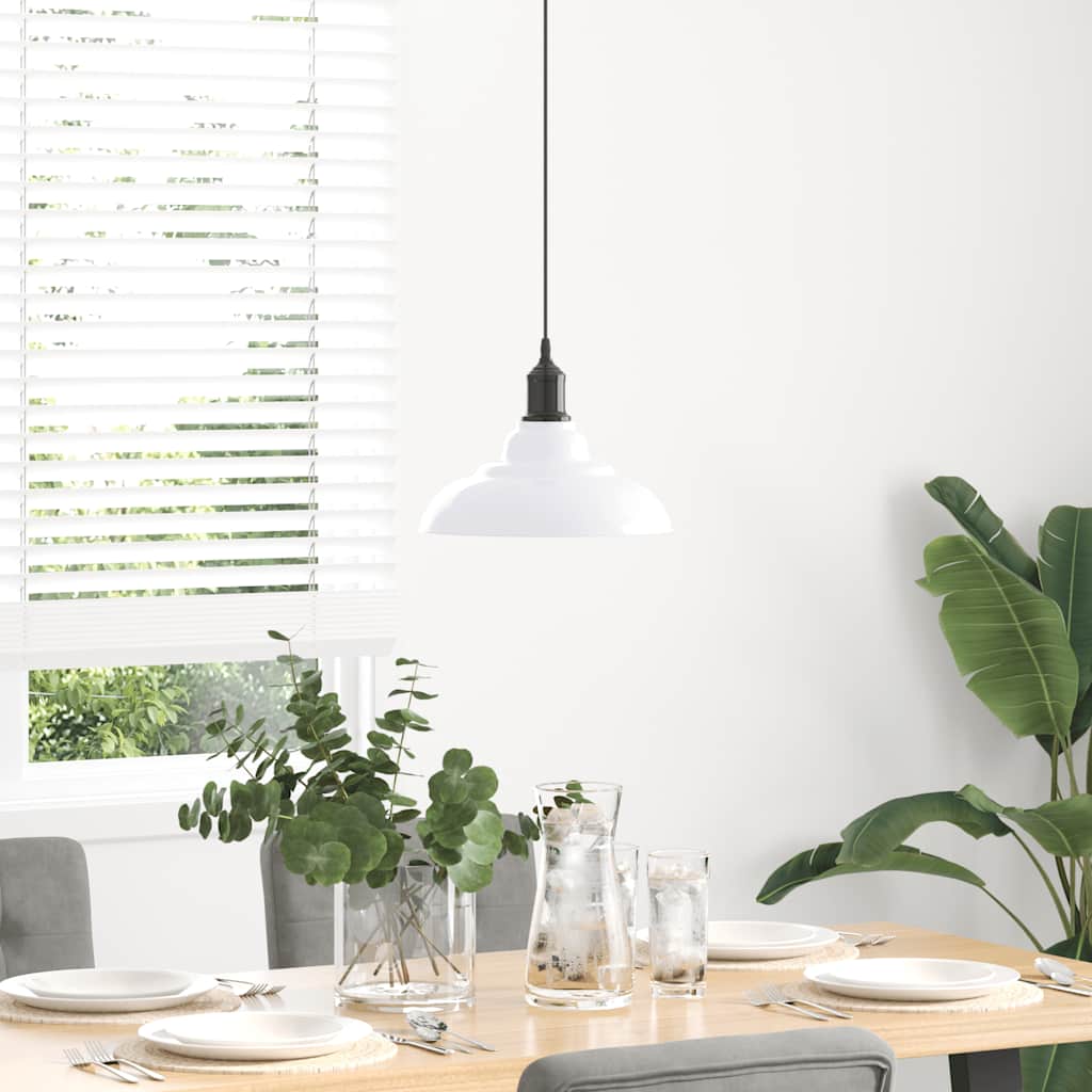 vidaXL Hanglamp in hoogte verstelbaar E27 Ø31 cm metaal glanzend wit afbeelding