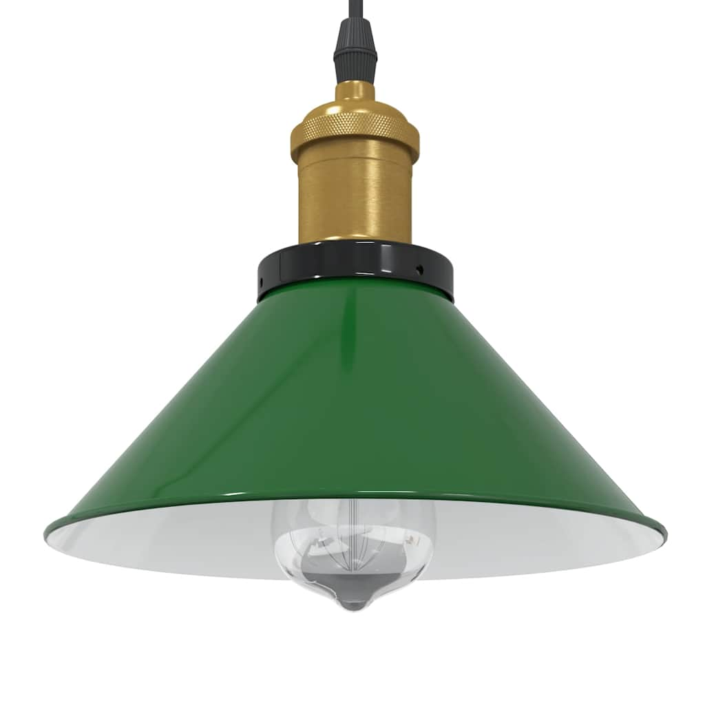 vidaXL Lampă suspendată reglabilă pe înălțime E27 verde lucios metal