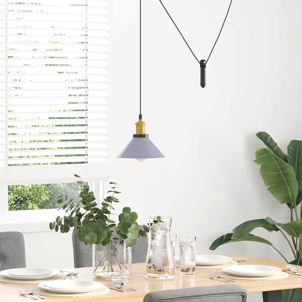 vidaXL Hanglamp in hoogte verstelbaar E27 Ø22 cm metaal glanzend grijs afbeelding