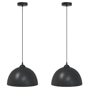 vidaXL rippvalgustid 2 tk, k&otilde;rgusega reguleeritavad, E27, mustad, &Oslash; 30 cm, metall