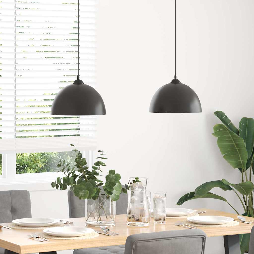 vidaXL Hanglampen 2 st In hoogte verstelbaar E27 30 cm metaal zwart afbeelding